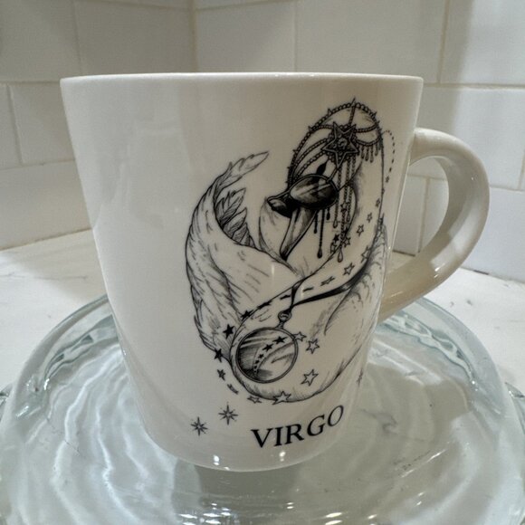 Williams Sonoma Zodiac VIRGO Lg 20oz Coffee Mug Rory Dobner Swan Bird Shades B&W - Picture 7 of 11